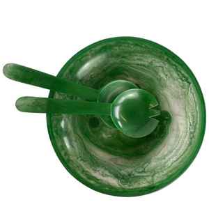 Tazón de Resina con Diseño de Mármol Resistente a los Arañazos, con Juego de Cucharas para Comidas Elegantes - Product Image 3