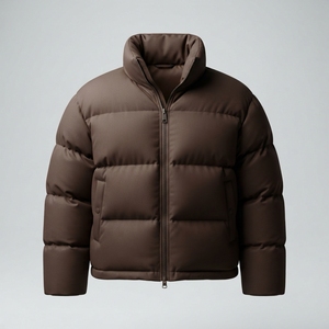 Chaqueta Acolchada Delgada para Hombre, Estilo Casual de Invierno, Cuello Alto Personalizado, Color Negro Mate, Corte Cuadrado, con Logotipo Frontal - Product Image 2