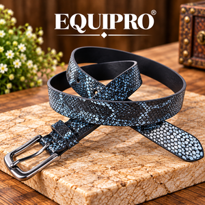 Cinturón de Cuero Genuino de Vaca con Estampado Animal por Transferencia Térmica, Hebilla Cuadrada de Aleación, Reversible, Estilo Vintage Casual - Product Image 2