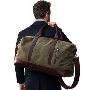 Vintage Canvas Travel Bag Large Capacity <b>Weekend</b> <b>Holdall</b> with Zipper Closure Adjustable Strap for Business Gym and Outdoor Trips - Product Image 1