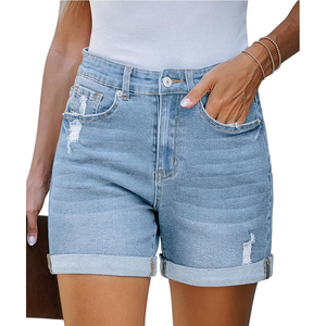 Shorts en jean déchirés taille haute pour hommes, style décontracté, coupe droite, en coton, pour l'été - Product Image 3