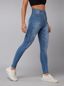 Jeans droits vintage rétro pour femmes, denim peint à la main, écologique, coupe classique - Product Image 2
