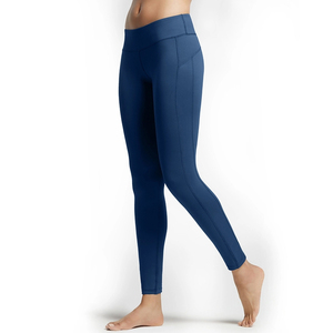 Custom Womens Leggings with Pocket Workout Yoga Pants Soft Gym Fitness <b>Tights</b> Solid Blue Leggings for Women - Product Image 5