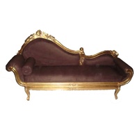 Sofá dorado Love Chair, sofá antiguo Cleopatra, sofá cama de día, sofá cama de madera, chaise lounge, sofá en tela de terciopelo para Hotel y hogar