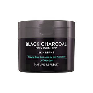 Nature Republic Black Charcoal Pore Toner Pads 50 feuilles, fabriquées naturellement, rétrécissent les pores - Product Image 1