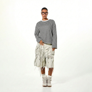 Camiseta de Mujer con Cuello Redondo y Rayas, Manga Larga, Estilo Casual y Moderno para Primavera/Verano 2026 - Product Image 5