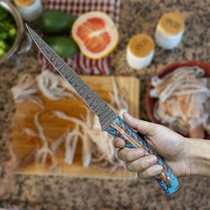 Couteaux à filet en acier Damas à lame pleine, flexibles, professionnels, de qualité culinaire - Product Image 4