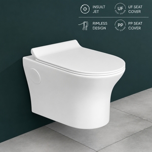 Inodoro suspendido sin borde, de una pieza, con sifón en S y P, tanque oculto, diseño minimalista, taza redonda, de cerámica vitrificada, para baño de lujo. - Product Image 3