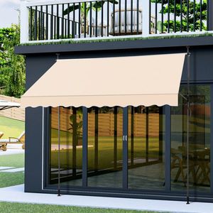 Auvent rétractable kaki 118,1'' L x 47,2'' L x (78,7'' - 118,1'') H, voile d'ombrage autoportante en polyester enduit - Product Image 6
