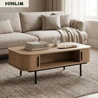 Table basse moderne en panneau stratifié durable avec rangement, design Mu-ji, Nuhoom, garantie 1 an, meubles de salon