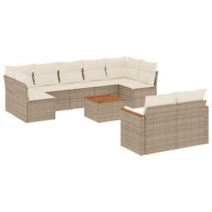 Ensemble de canapés de jardin en rotin beige avec coussins en mousse haute densité, mobilier d'extérieur au design contemporain, résistant à l'eau et aux UV - Product Image 2