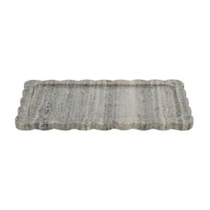 Plateau de service rectangulaire de luxe en marbre blanc pour la restauration en gros, avec poignée élégante en forme de plume, idéal pour hôtels et restaurants - Product Image 2