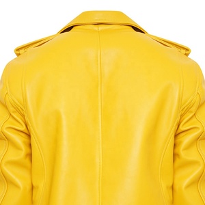 เสื้อแจ็คเก็ตมอเตอร์ไซค์สำหรับผู้ชาย 5KINGZ SPORTS สีเหลือง หนังแกะ กันลม คอจีน ผ้าแคนวาสสำหรับฤดูหนาว บริการ OEM - Product Image 5