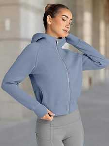 Sudadera con Capucha de Forro Polar para Mujer, Manga Larga, Estilo Casual, para Gimnasio, Entrenamiento, Ropa de Salón, Largo Regular, con Logotipo Frontal - Product Image 4