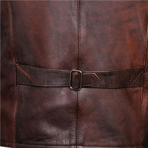 Chaleco de Cuero Marrón Claro con Cuello en V, Prenda Exterior Informal Transpirable para Invierno, Servicio OEM Disponible - Product Image 3