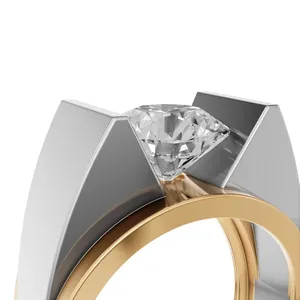 Forge Tension Men <b>Diamond</b> <b>Ring</b> in 18K Yellow Gold Round Cut <b>Diamond</b> <b>Ring</b> Lab Created <b>Diamond</b> <b>Ring</b> for Men's - Product Image 4