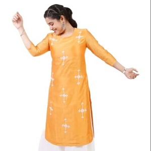 Cotton Champa Hand Embroidered <b>Kurta</b> Elegant <b>Women</b>’s Kurti Stylish Sleeve Ethnic Tunic for Casual Office - Product Image 1