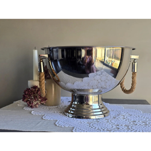 Insulated Aluminium Made Ice Bucket Luxury Design With Rope Handle <b>Cooler</b> Champagne Pail Silver Color for Home Bar Accessories - Product Image 1