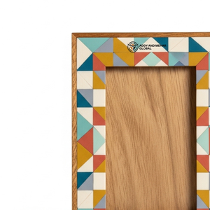 กรอบรูปไม้ลายเรขาคณิตหลากสีสัน งานฝีมือฝังโมเสก กรอบรูปไม้ตกแต่งทันสมัยสำหรับบ้านและสำนักงาน - Product Image 3