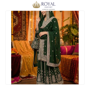 Última Moda en Trajes Sharara de Georgette Sintético con Lentejuelas y Cadenas, Estilo Moderno para Bodas, en Venta - Product Image 3