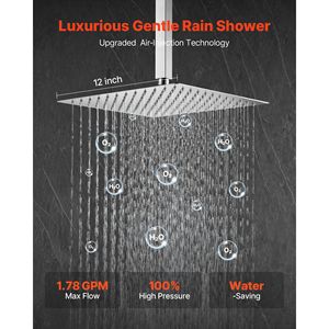 Pommeau de douche carré de 12 pouces, douchette à main, système de douche de plafond pour salle de bain, accessoire de douche de qualité - Product Image 2