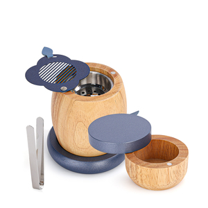 Acacia Wood Incense Holder Set <b>with</b> Metal Stand Flower Lid Portable Aromatherapy <b>Diffuser</b> for Home Decor - Product Image 1