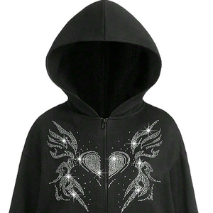 Nouveau Hoodie Oversize Homme Hiver, Imprimé 3D, Zippé Intégral, Logo Strass, 100% Coton Polaire Uni, Personnalisable, Vente en Gros, Style Tendance - Product Image 3