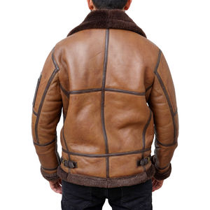 Factory Direct Sale Reasonable Price <b>Men</b> <b>Shearling</b> Leather <b>Jacket</b> New Arrival Comfortable Fit Stand Quick Dry Eco-Friendly - Product Image 2