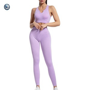 Stylish Fitness Outfit With High Waist Stretch Leggings And Sports Bra For Workout And <b>Gym</b> Wear - Product Image 1