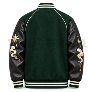 Vestes universitaires en cuir et chenille à lettres brodées, style cool et personnalisé, en laine, pour l'hiver – Nouveauté très prisée - Product Image 2