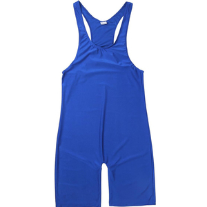 Custom Mens Blue Wrestling <b>Singlet</b> Fitted Spandex Nylon Stretch Martial Arts Wear Adult Size Power Lift <b>Weightlifting</b> Breathable - Product Image 5