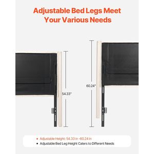 Lit King Size Confortable à Hauteur Réglable, Capitonnage Diamant, W84.1 X H (54.33-60.24) X Lit Rembourré Confortable - Product Image 5