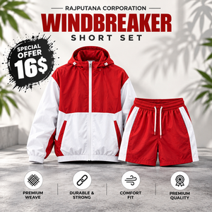 Herren Zweiteiliges Kapuzen-Shorts-Set Locker Sitzend mit Reißverschluss Sportbekleidung Mittlerer Kordelzug Schnelltrocknend Wasserdicht Winddicht - Product Image 1