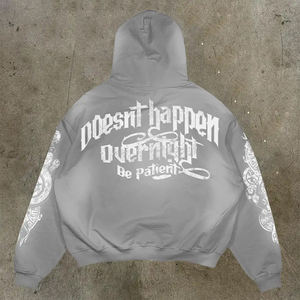 Sweat à capuche personnalisé avec patchs usés, streetwear vintage, délavé au soleil, délavé à l'acide, sweat à capuche pour hommes, surdimensionné, épaules tombantes, streetwear - Product Image 2