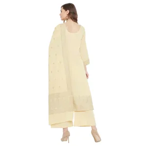 Safaa <b>Slate</b> Grey Chikankari Woven Cotton Unstitched Dress Material – 3 Piece Indian Ethnic Wear Suit Matching Dupatta for Women - Product Image 2