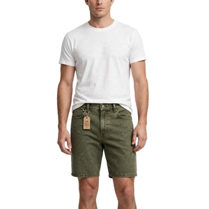 Nouveaux shorts Bermuda en jean délavé pour hommes, taille mi-haute, style décontracté, poches, logo personnalisé, écologiques, fabriqués au Bangladesh - Product Image 5