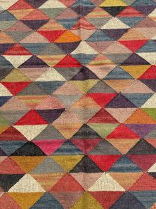 Tapis Kilim Moderne Fait Main et Écologique Krafterscustom, Motif Abstrait, Laine, Acrylique, Latex, Rectangulaire, pour Salon - Product Image 4