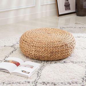 Cojín Redondo de Jacinto de Agua Tejido Ecológico de Vietnam, Tapete Rústico para Sentarse, Muebles para Interiores y Exteriores - Product Image 1