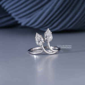 Anillo Toi et Moi con Diamante Cultivado en Laboratorio, Corte Pera, Plata S925, Oro Blanco, Lujoso, 2 Piezas, 1.3ct, Color EF+, Calidad VS+, para Mujer - Product Image 2