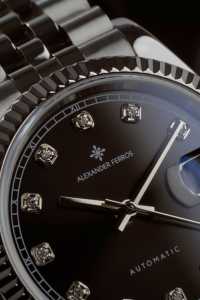 Montre automatique ronde Alexander Ferros 8232S/01, saphir, fermoir pliant de sécurité, acier inoxydable, résistante à l'eau, mécanique, Miyota, 38 mm - Product Image 3