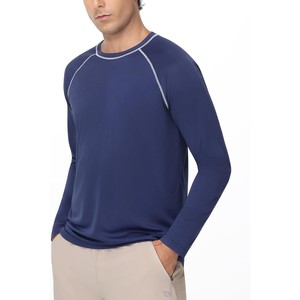 เสื้อแรชการ์ดแขนยาวผู้ชาย สีกรมท่า แห้งเร็ว UPF 50+ ป้องกันแสงแดด เสื้อโพลีเอสเตอร์รัดรูป - Product Image 1