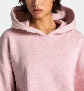 Custom Graphite Leopard Print Oversized Contrast Pipping Women <b>Tracksuit</b> Pullover Contrast Lining Hoodie & Jogger For Women's - Product Image 2