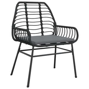 Ensemble de salle à manger de jardin de taille moyenne avec revêtements amovibles en rotin PE noir - Product Image 4