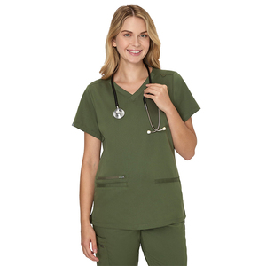 Uniformes Médicos Personalizados para Salón de Belleza, Uniformes de Enfermera, Blusas de Trabajo para Mujer - Blusa con Cuello en V y 4 Bolsillos, Tela Suave - Product Image 1