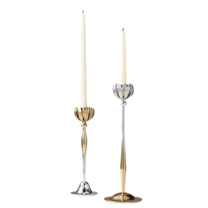 <b>Brass</b> <b>Candlestick</b> Holder Set Twin Taper Holders Geometric Design Gold Finish Durable Metal Home Decoration Tabletop Holder - Product Image 1