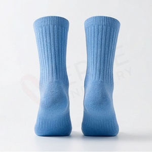 Chaussettes pour hommes, couleur unie, tricotées, respirantes, 100% coton, usage quotidien, style classique, saison printemps - Product Image 2