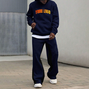 Conjunto de Sudadera con Capucha y Pantalones Deportivos Unisex, 100% Algodón, Grueso, Color Sólido, Personalizado con Bordado e Impresión, Transpirable, Traje Deportivo de Invierno para Hombre - Product Image 1