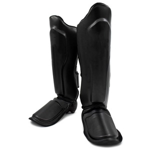 Protège-tibias en cuir PU pour MMA, protège-jambes de kickboxing respirants et ajustables avec fermeture auto-agrippante, protections de pieds - Product Image 4