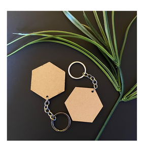 Most Selling MDF <b>Keyring</b> Home Keys Hexagon Wood Keychain Blank Craft Key <b>Ring</b> DIY Project Accessory Natural MDF <b>Keyring</b> - Product Image 1