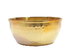 Bol en laiton doré brillant, récipient rond, ustensile de cuisine, plat de service, fait main, poli, réfléchissant, décoratif - Product Image 3